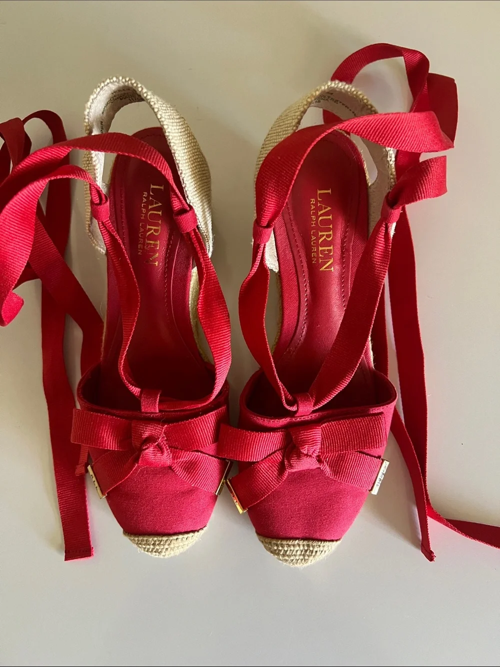LAUREN Ralph Lauren Women’s Red Canvas Espadrilles Size: 7B